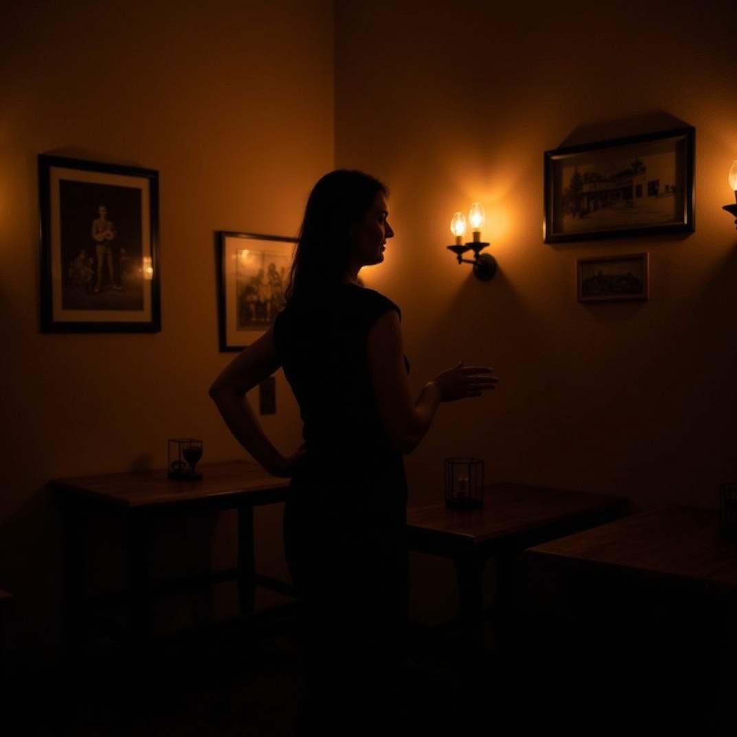 Fado singer performing in a small candlelit tasca in Alfama Lisbon Portugal